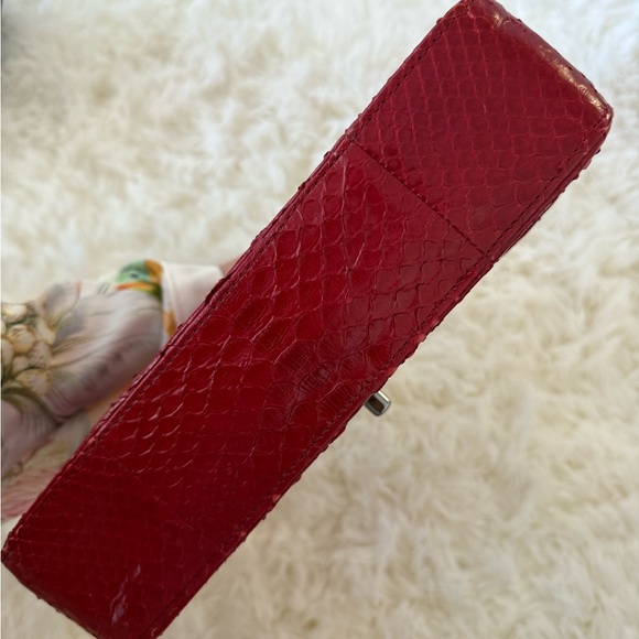 Chanel Small Red Python Flap Bag, Silver Hardware - Picture 9 of 15